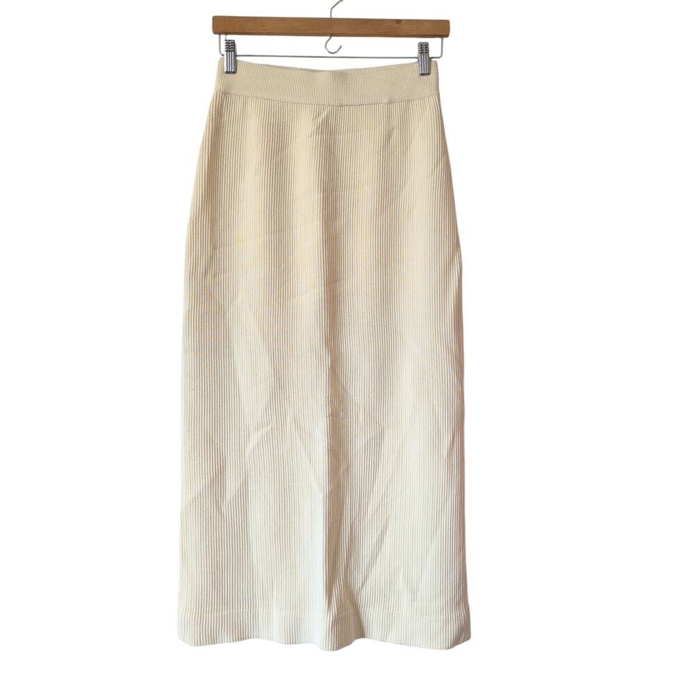 Le17Septembre Ivory Ribbed‎ Knit Maxi Skirt Ivory Size 36 US S Minimalist Korea